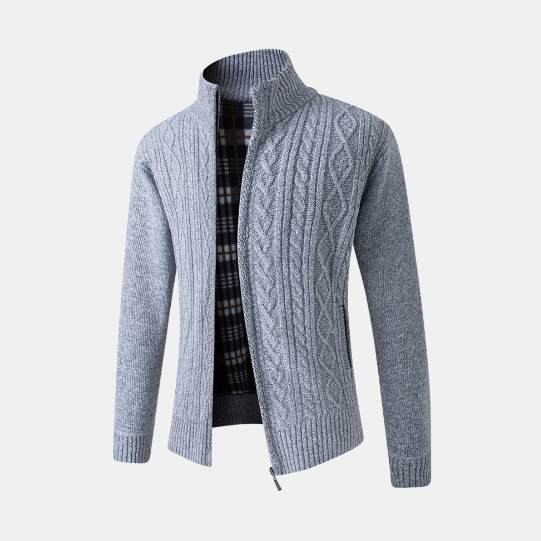 Heren Vest Met Kabelstructuur Met Ritssluiting En Hoge Kraag