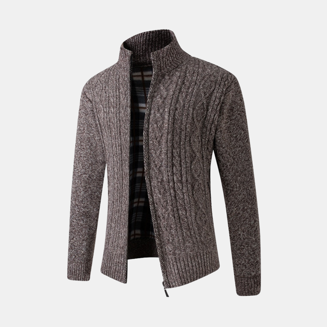 Heren Vest Met Kabelstructuur Met Ritssluiting En Hoge Kraag