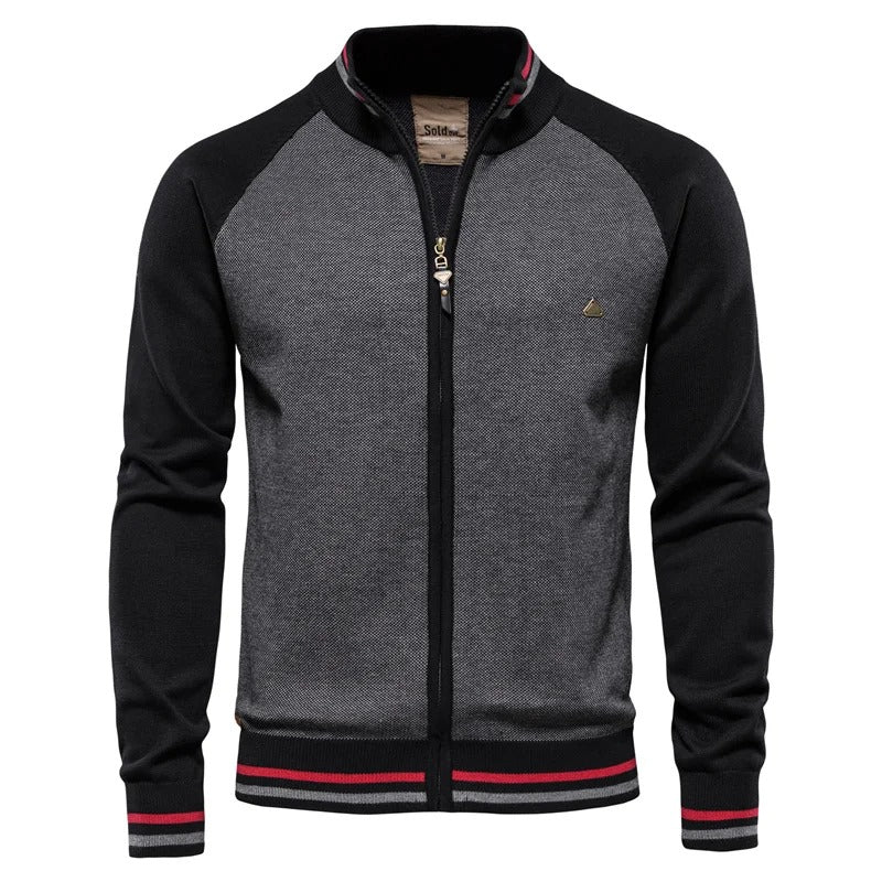 Heren Vest Met Rits En Contrasterende Mouwen