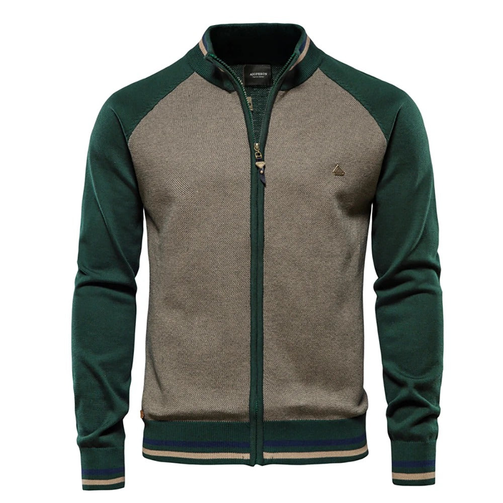 Heren Vest Met Rits En Contrasterende Mouwen