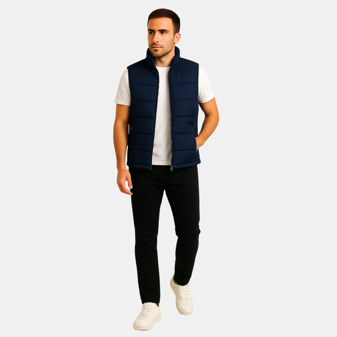Heren Gewatteerde Bodywarmer Met Ritssluiting