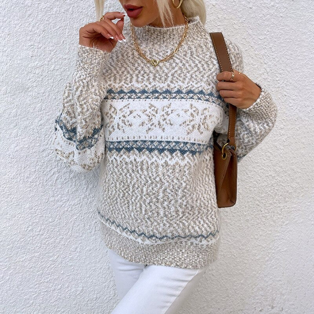 Jolijn dames trui met winterprint en ronde hals