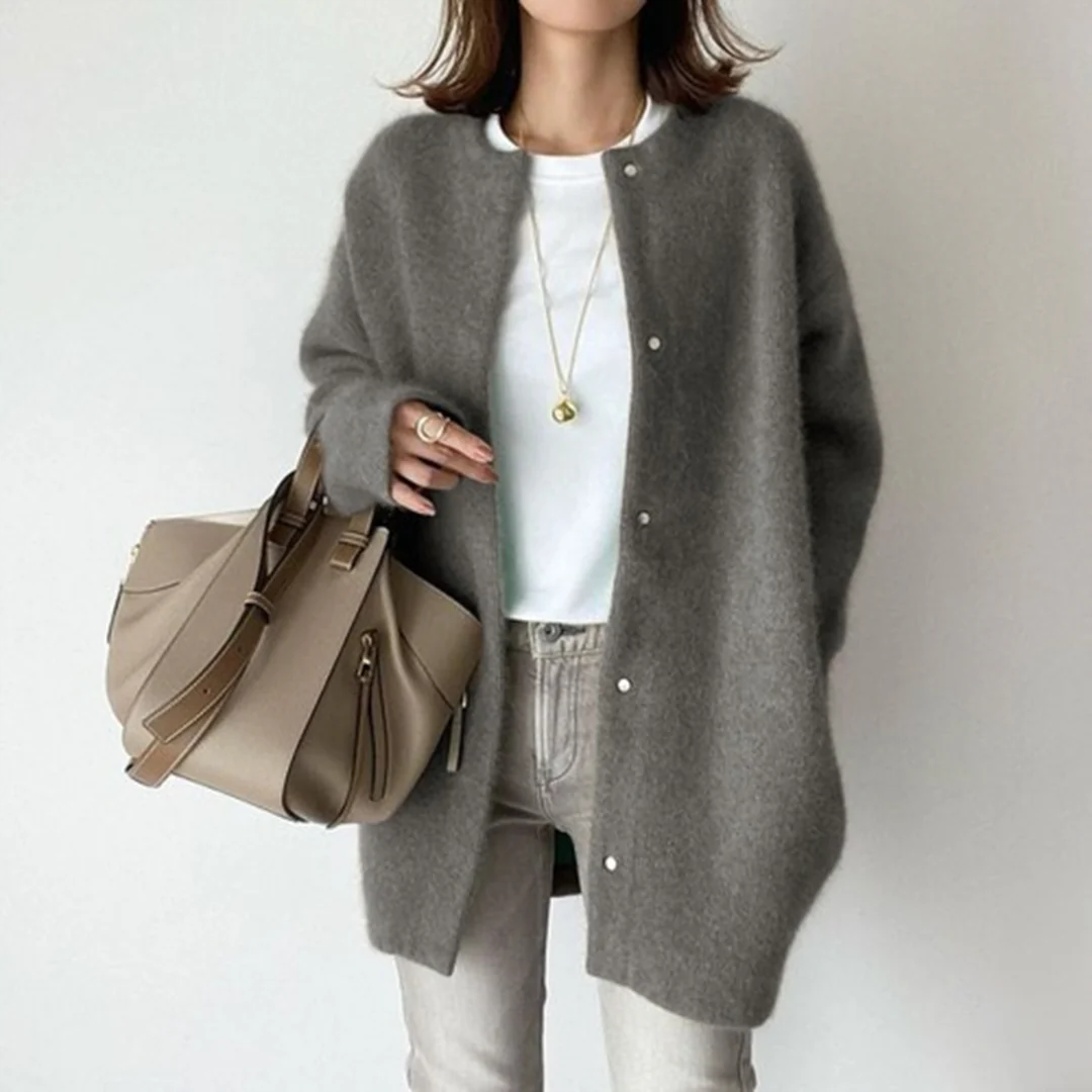 Kenzi Dames vest met ronde hals en knoopsluiting
