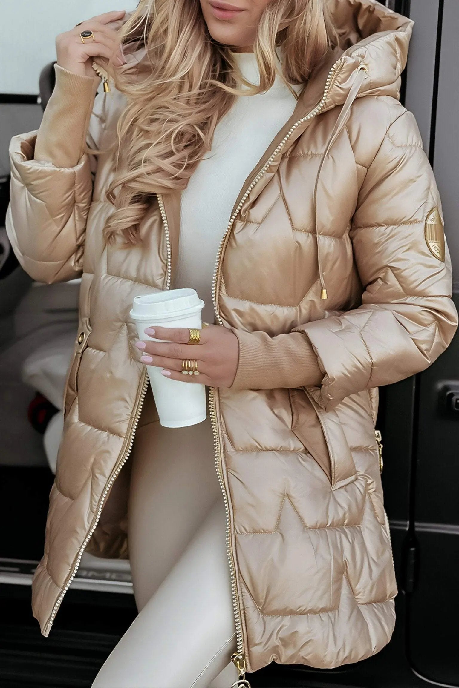 Lange Dames Puffer Jas Met Capuchon