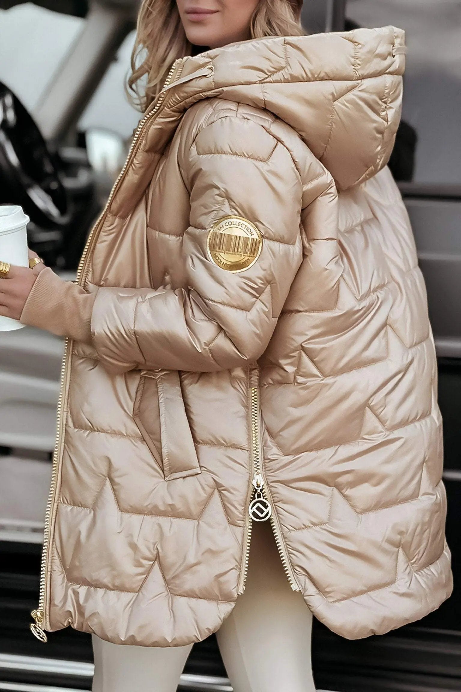 Lange Dames Puffer Jas Met Capuchon
