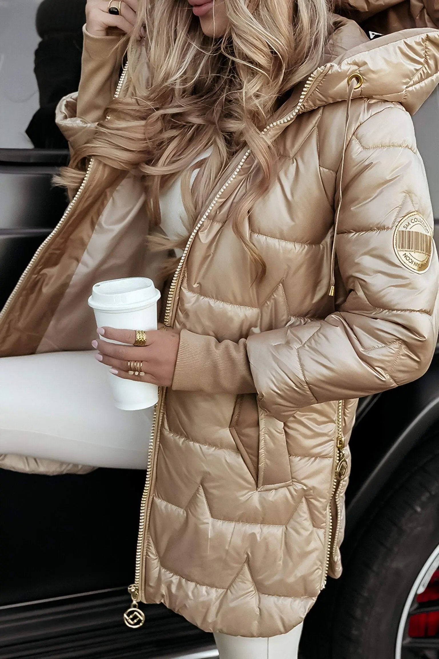 Lange Dames Puffer Jas Met Capuchon