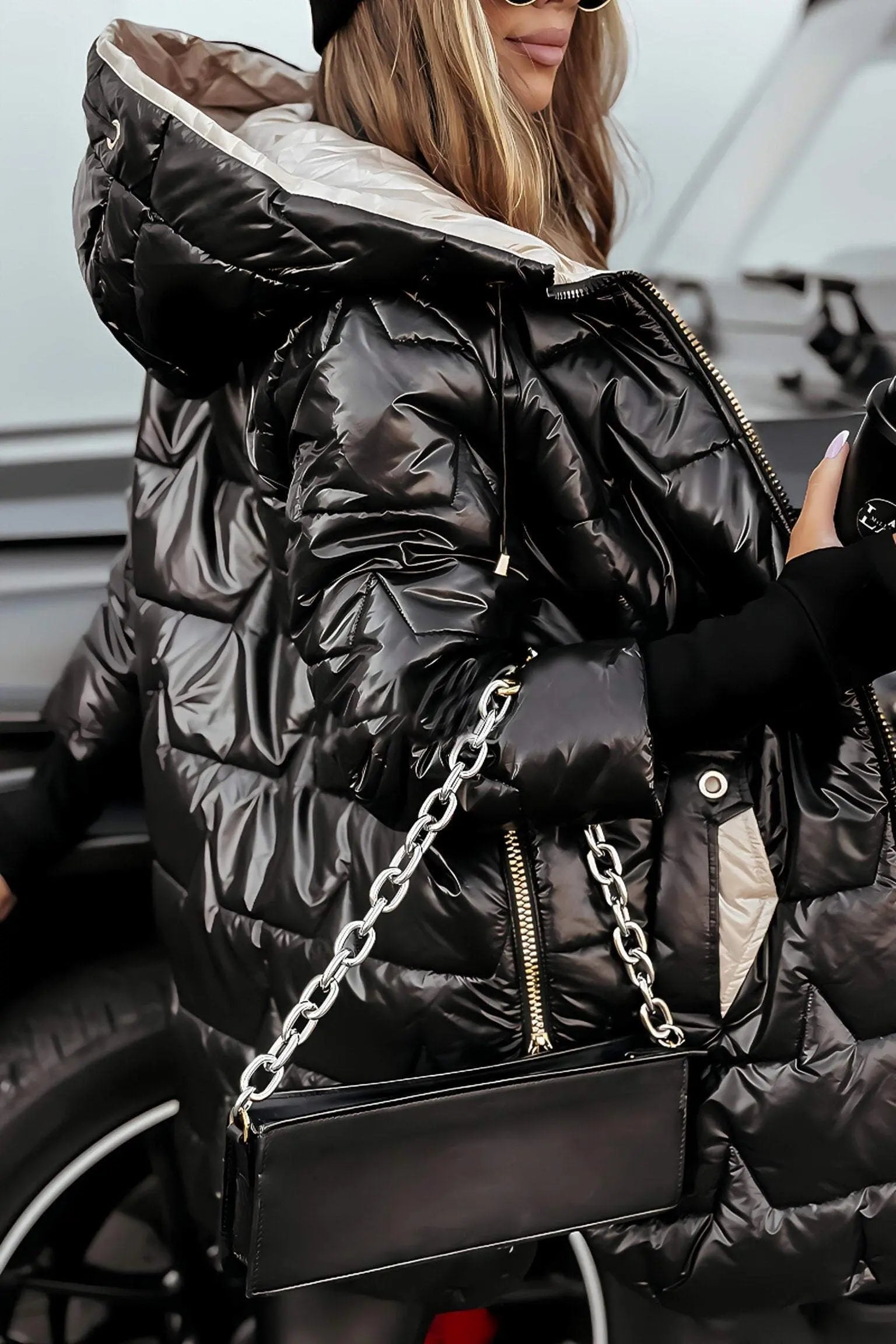 Lange Dames Puffer Jas Met Capuchon