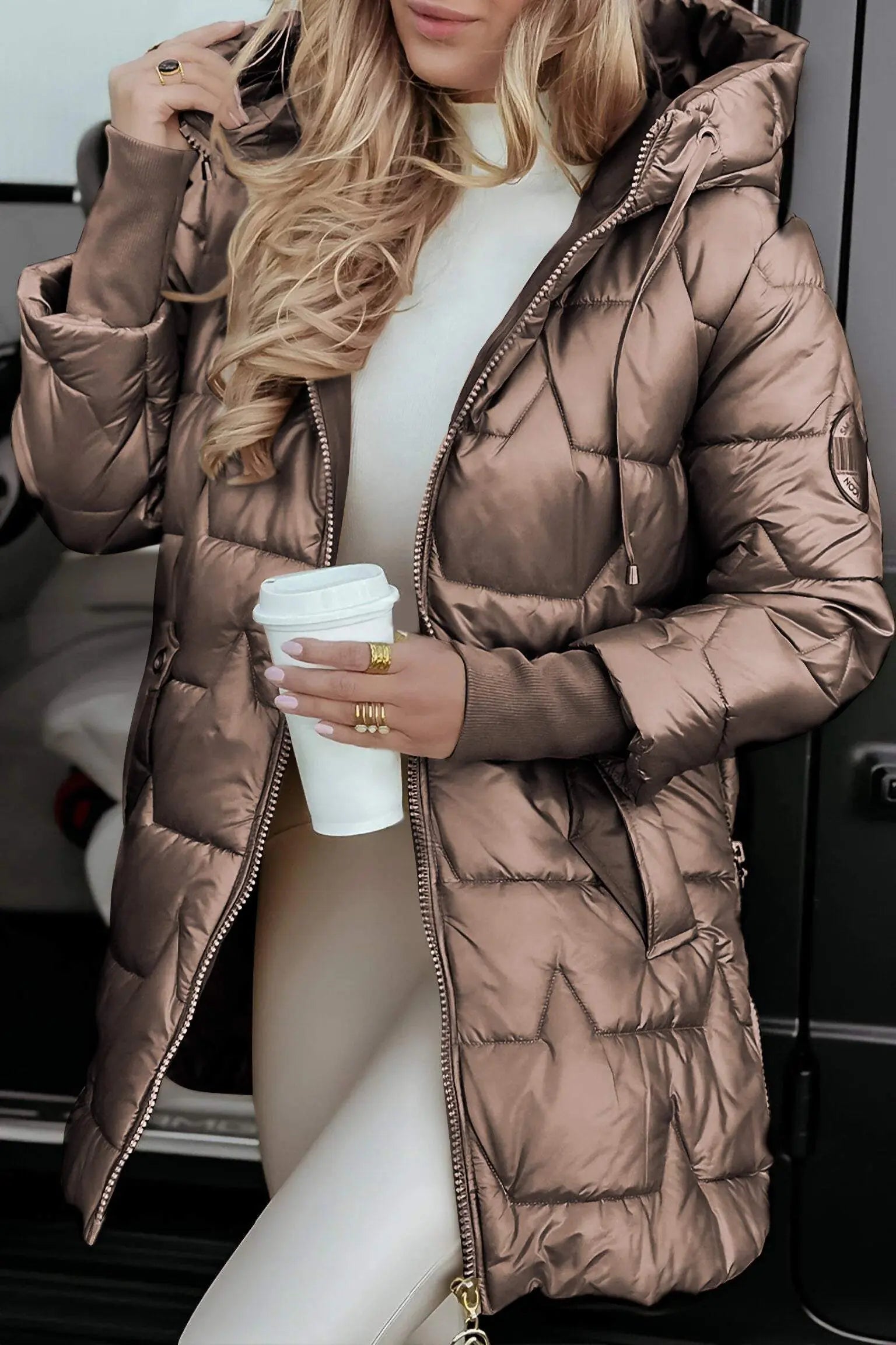 Lange Dames Puffer Jas Met Capuchon