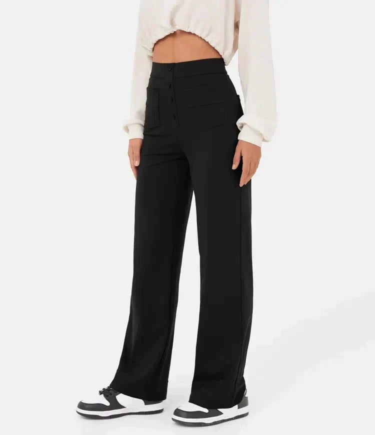 Lisa dames wide leg broek met knopen