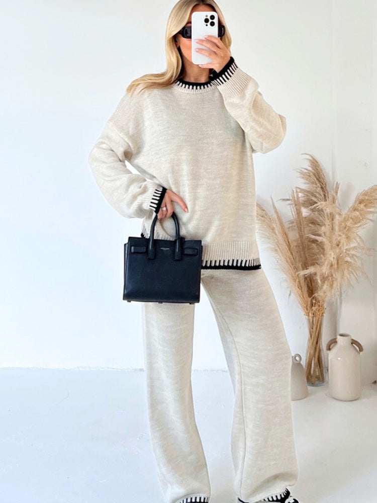 Mia twee-delige dames loungeset met contrastdetails en broek