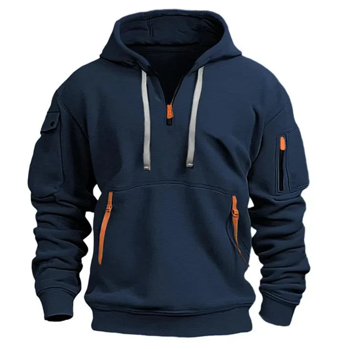 Nigel Heren hoodie met ritsdetails en zakken