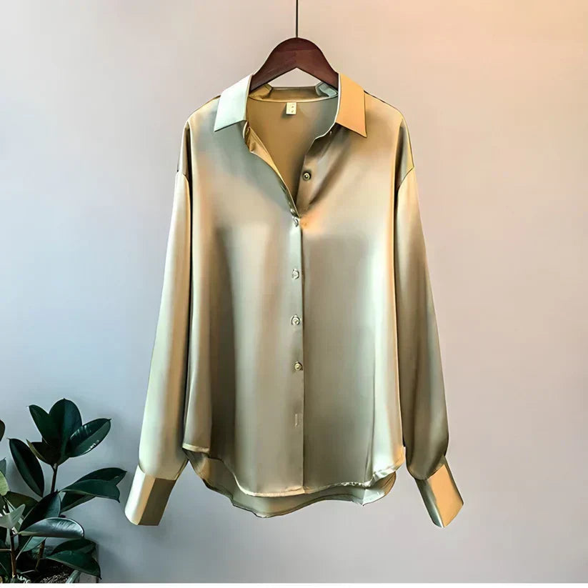 Noelia zachte dames blouse met kraag en lange mouwen