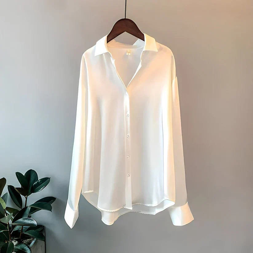 Noelia zachte dames blouse met kraag en lange mouwen