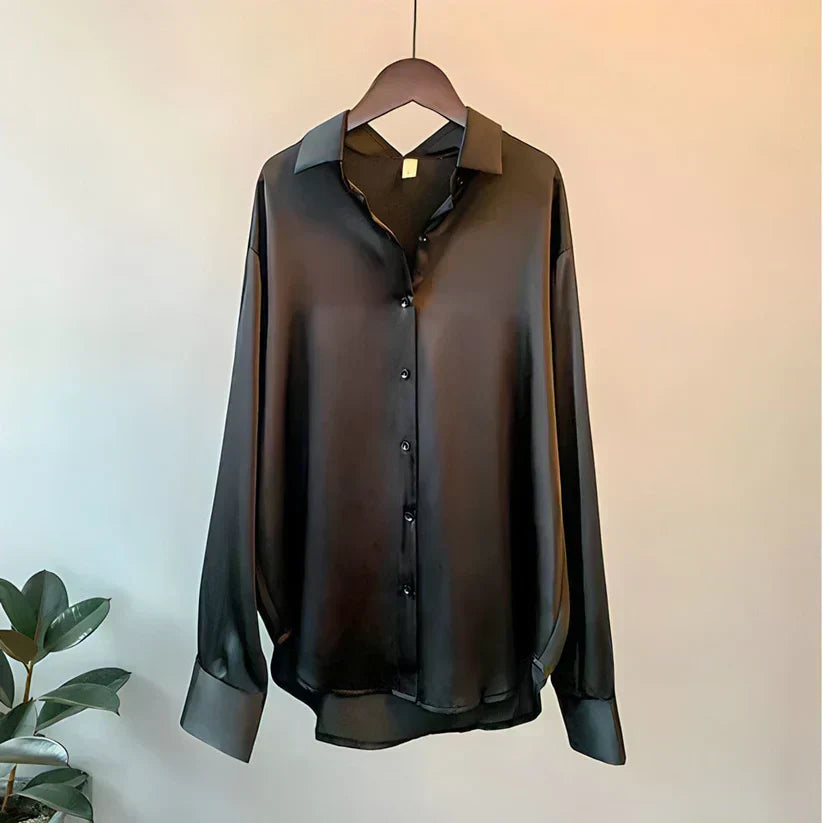 Noelia zachte dames blouse met kraag en lange mouwen