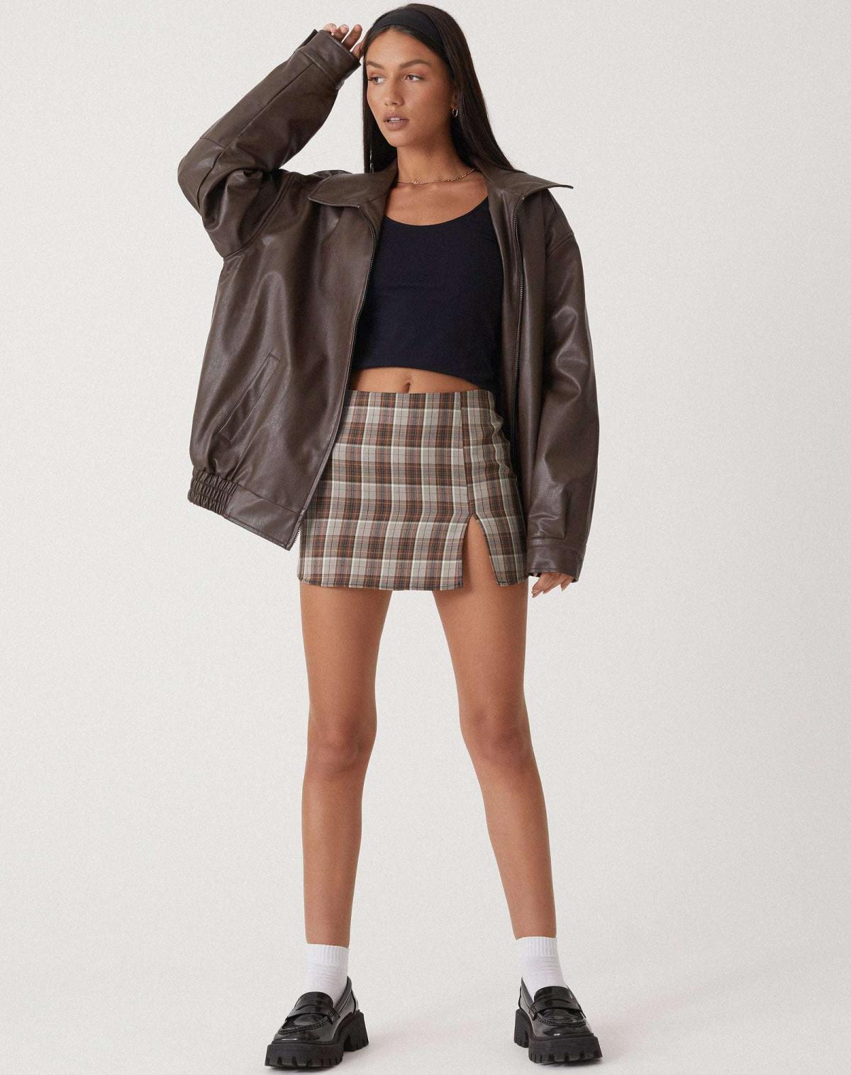 Oversized Dames Jas Met Leren Look En Ritssluiting