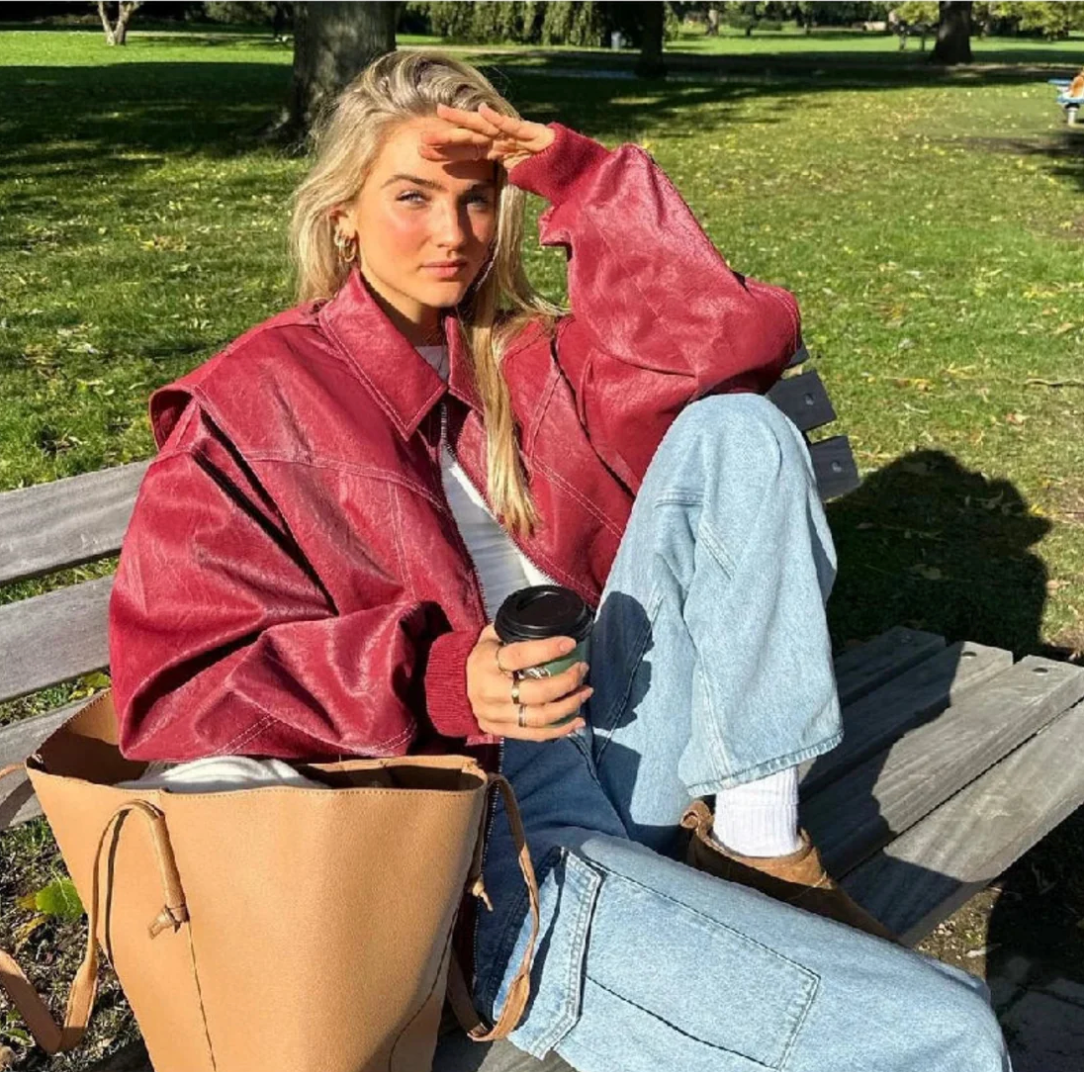 Oversized Leren Look Jas Voor Dames Met Trendy Look