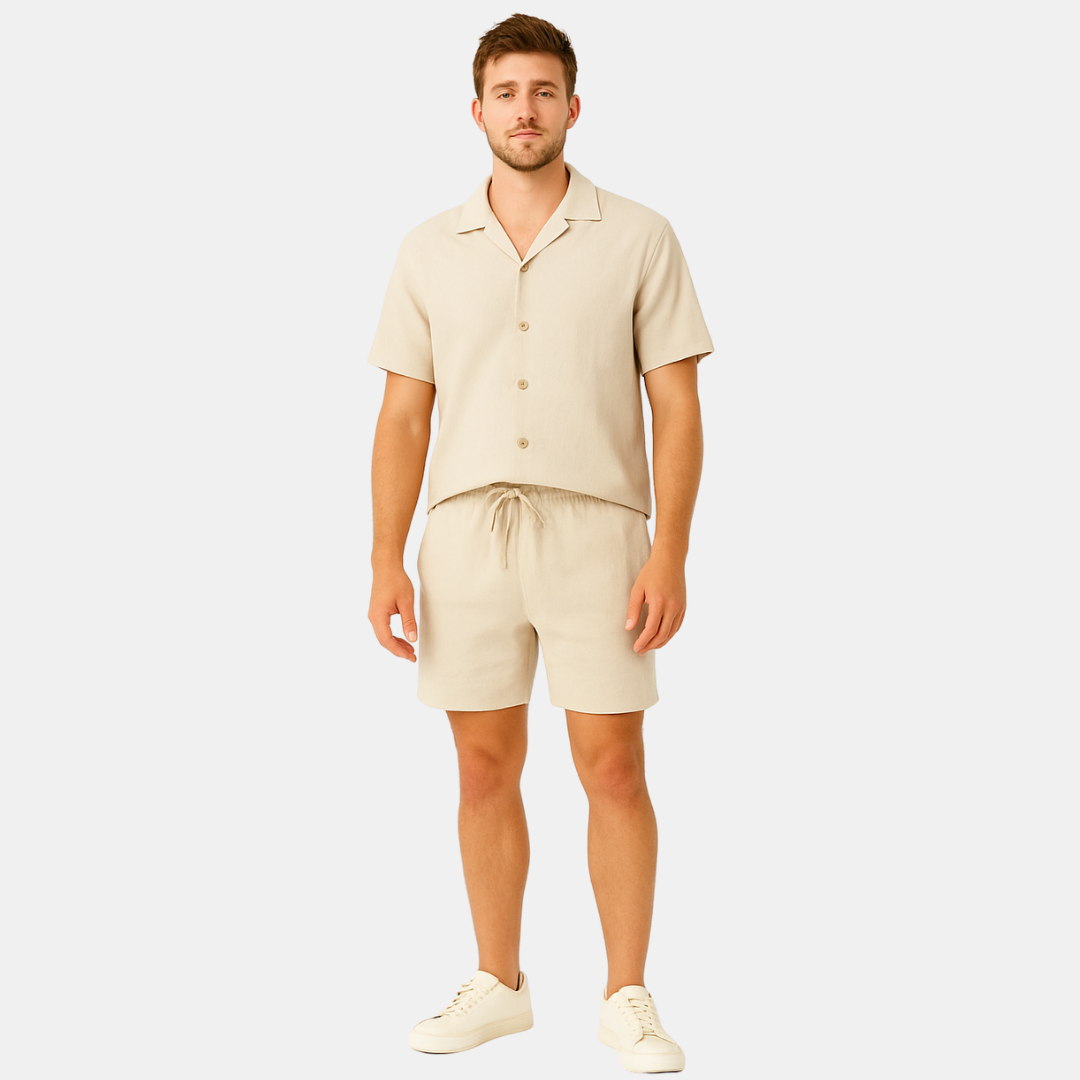 Prince Heren twee-delige zomerset met overhemd en shorts