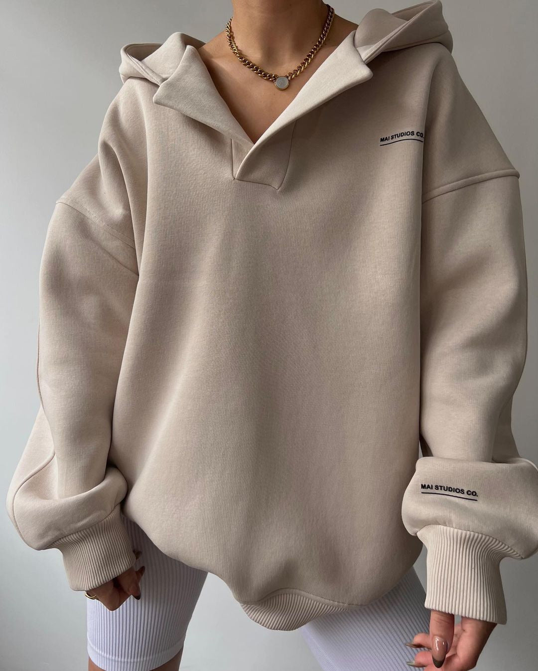 River dames hoodie met opstaande kraag