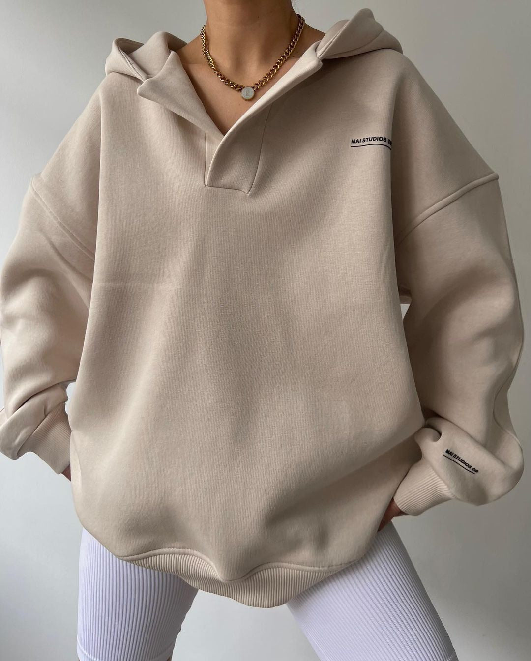 River dames hoodie met opstaande kraag
