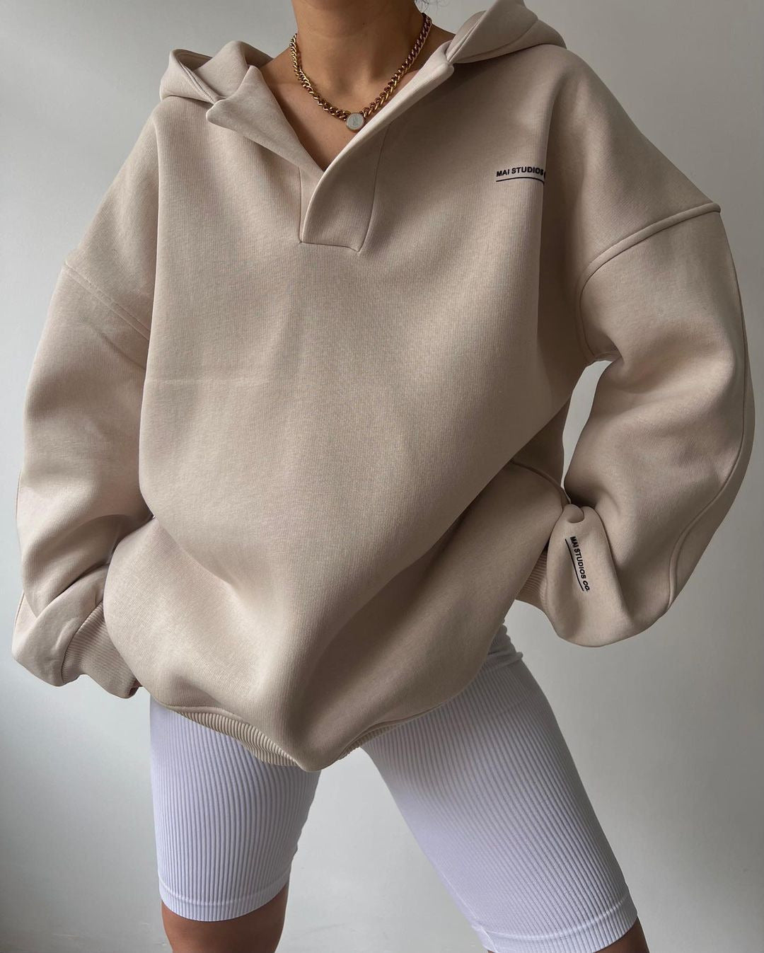 River dames hoodie met opstaande kraag