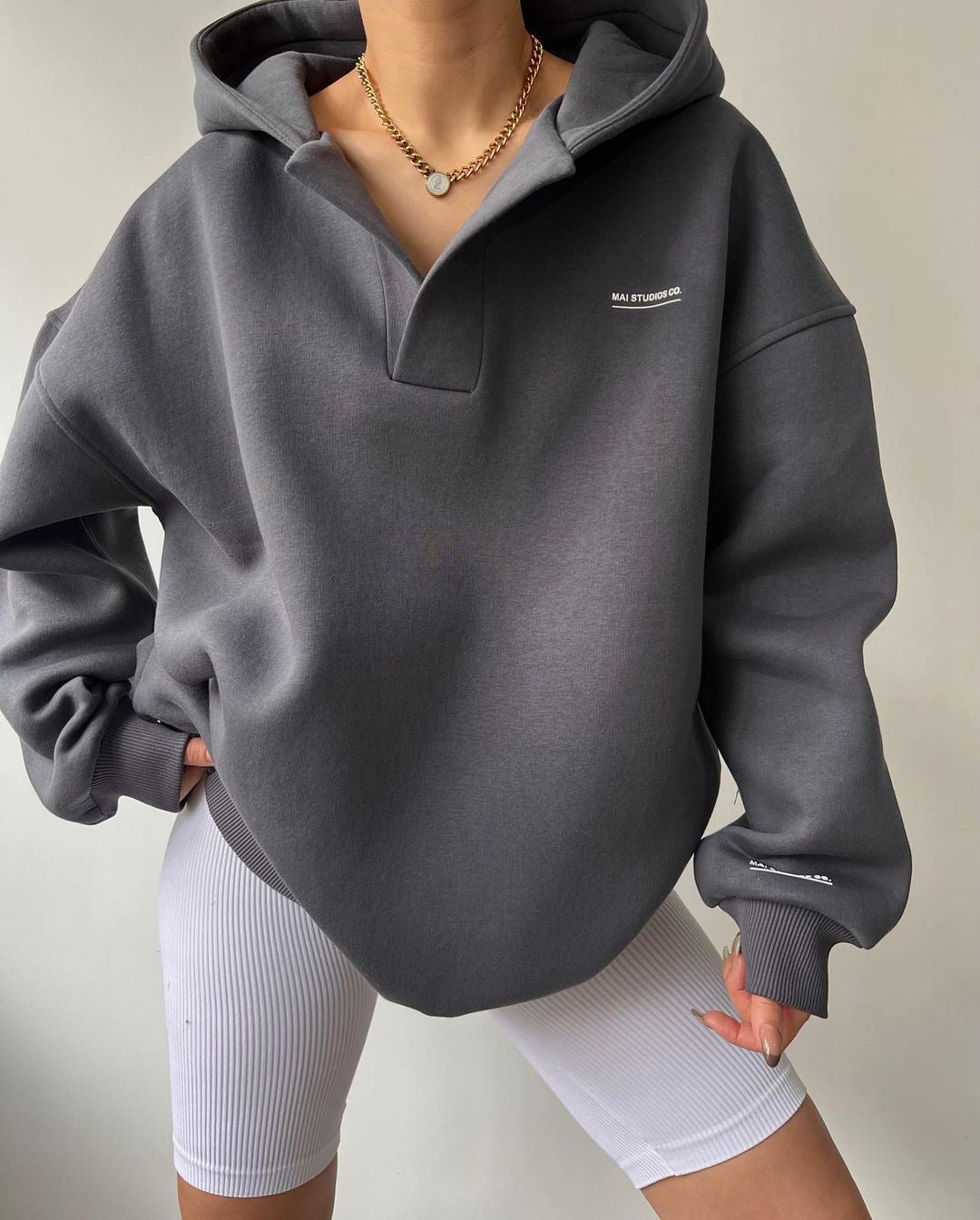 River dames hoodie met opstaande kraag