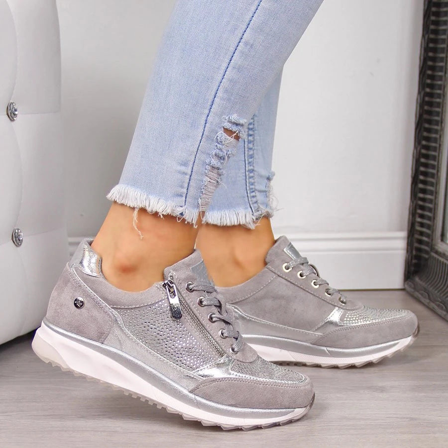 Sammie dames sneakers met rits en plateauzool