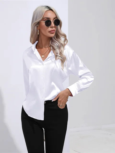 Shania zachte dames blouse met klassieke kraag