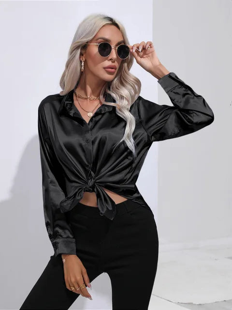 Shania zachte dames blouse met klassieke kraag