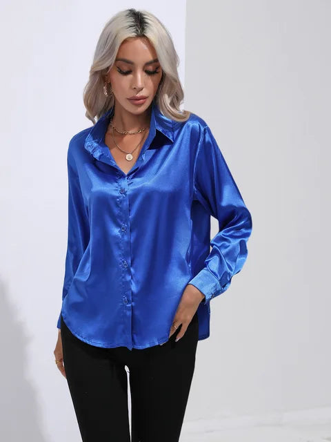Shania zachte dames blouse met klassieke kraag