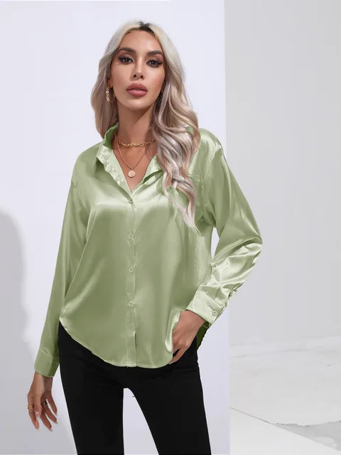 Shania zachte dames blouse met klassieke kraag