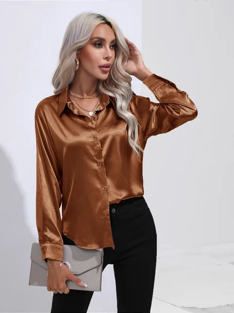Shania zachte dames blouse met klassieke kraag