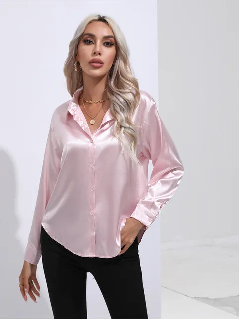 Shania zachte dames blouse met klassieke kraag