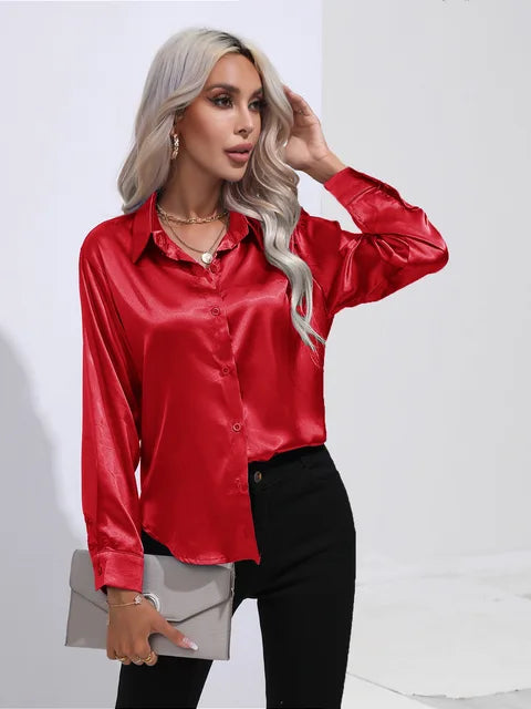 Shania zachte dames blouse met klassieke kraag