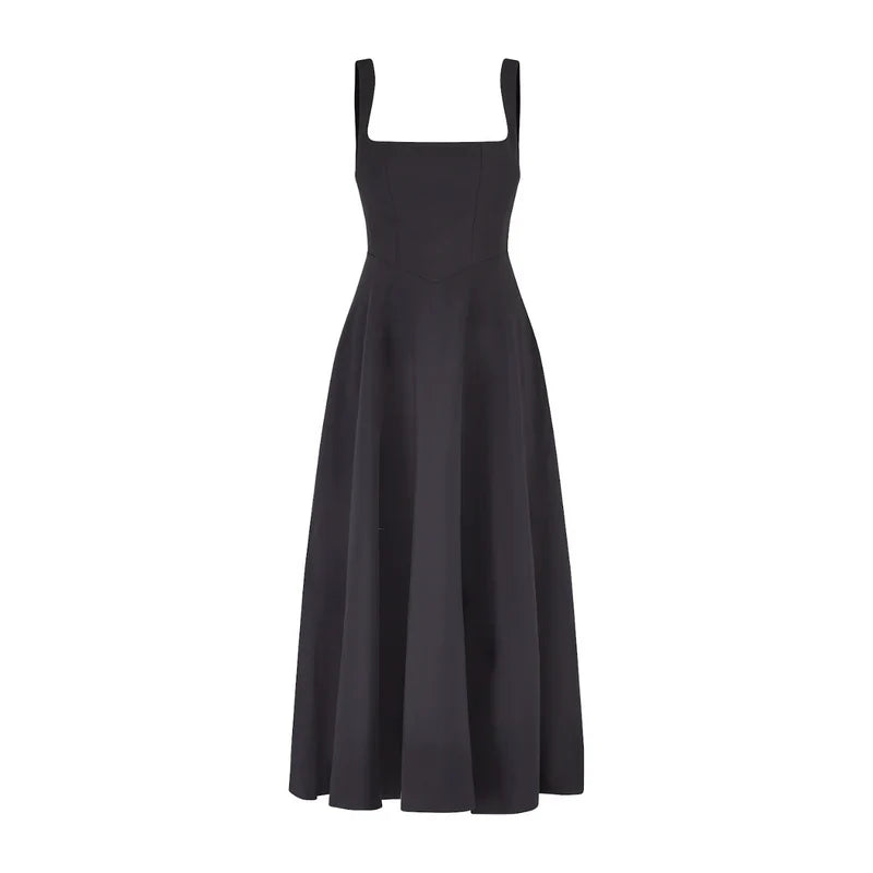 Shayla midi dames jurk met vierkante hals