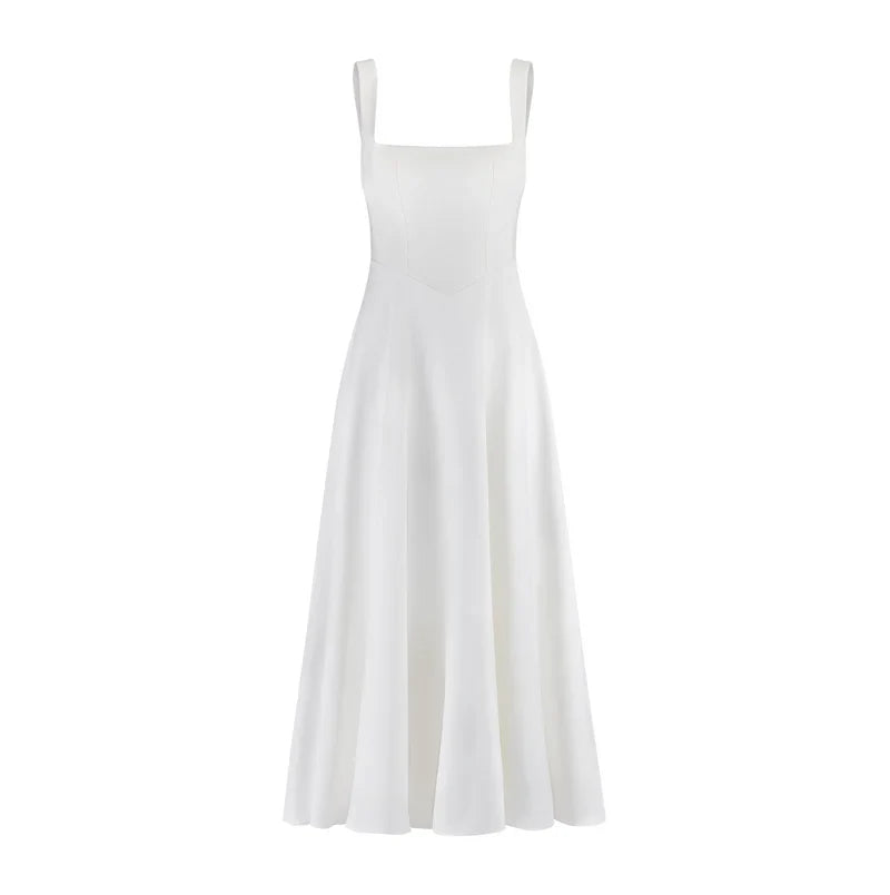 Shayla midi dames jurk met vierkante hals