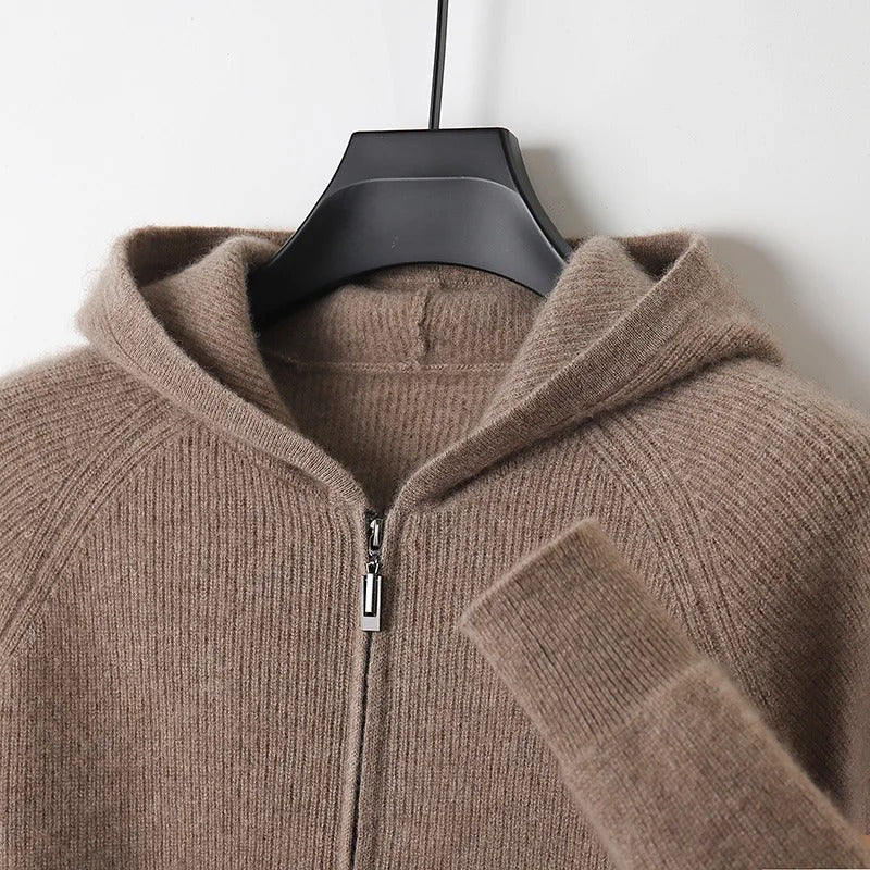 Steve Gebreid cashmere heren vest met capuchon