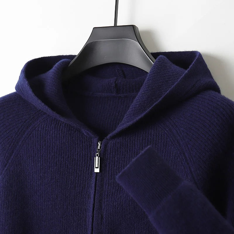 Steve Gebreid cashmere heren vest met capuchon