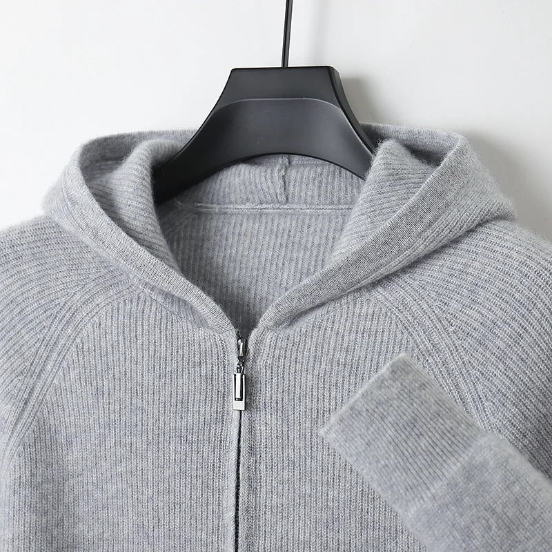Steve Gebreid cashmere heren vest met capuchon