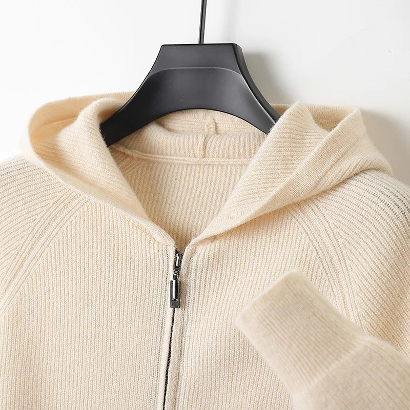 Steve Gebreid cashmere heren vest met capuchon