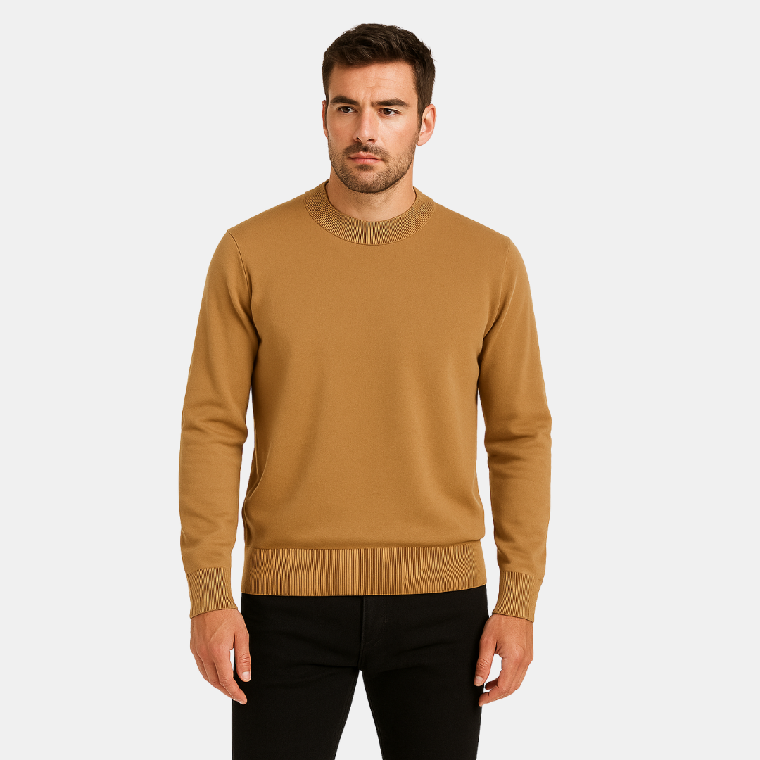 Heren Mock Neck Trui Met Minimalistische Afwerking