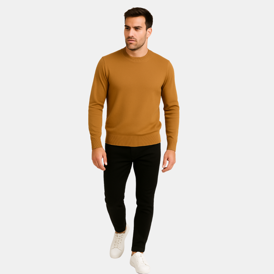 Heren Mock Neck Trui Met Minimalistische Afwerking