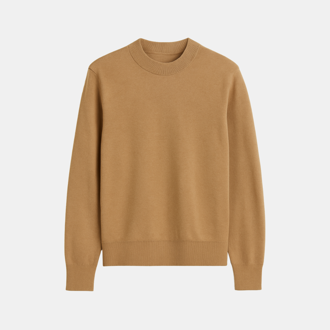 Heren Mock Neck Trui Met Minimalistische Afwerking