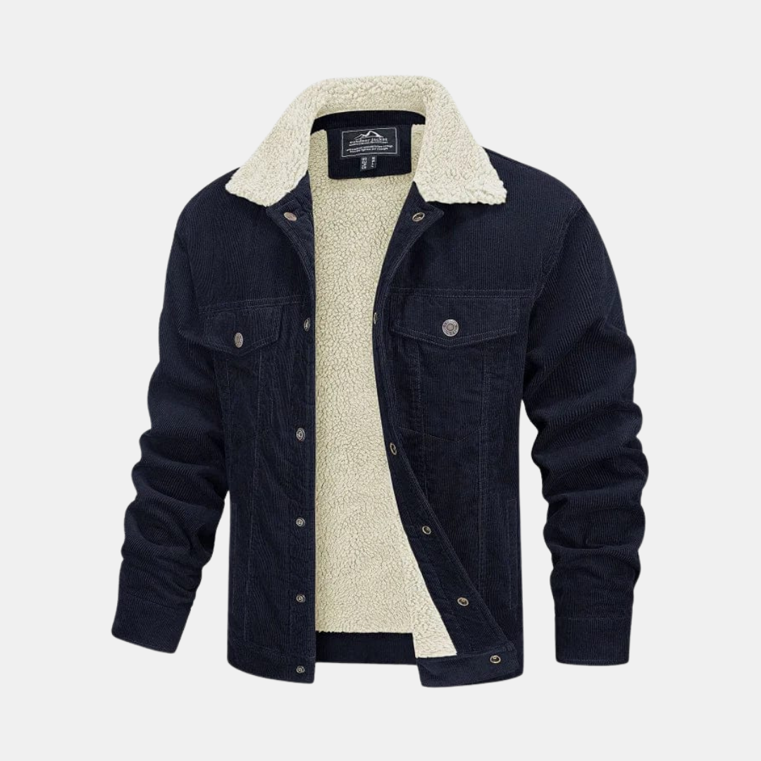 Heren Jas Met Teddyvoering En Corduroy Look