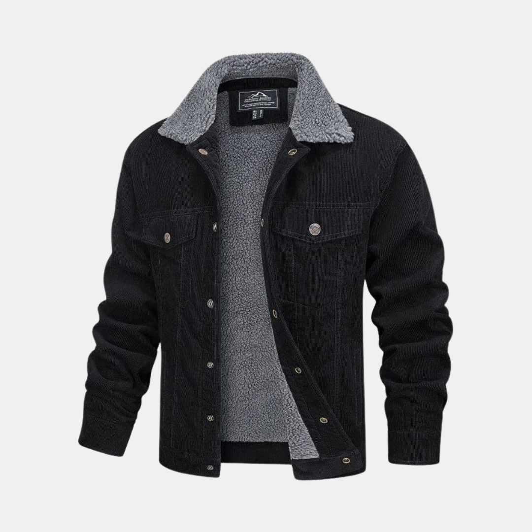Heren Jas Met Teddyvoering En Corduroy Look