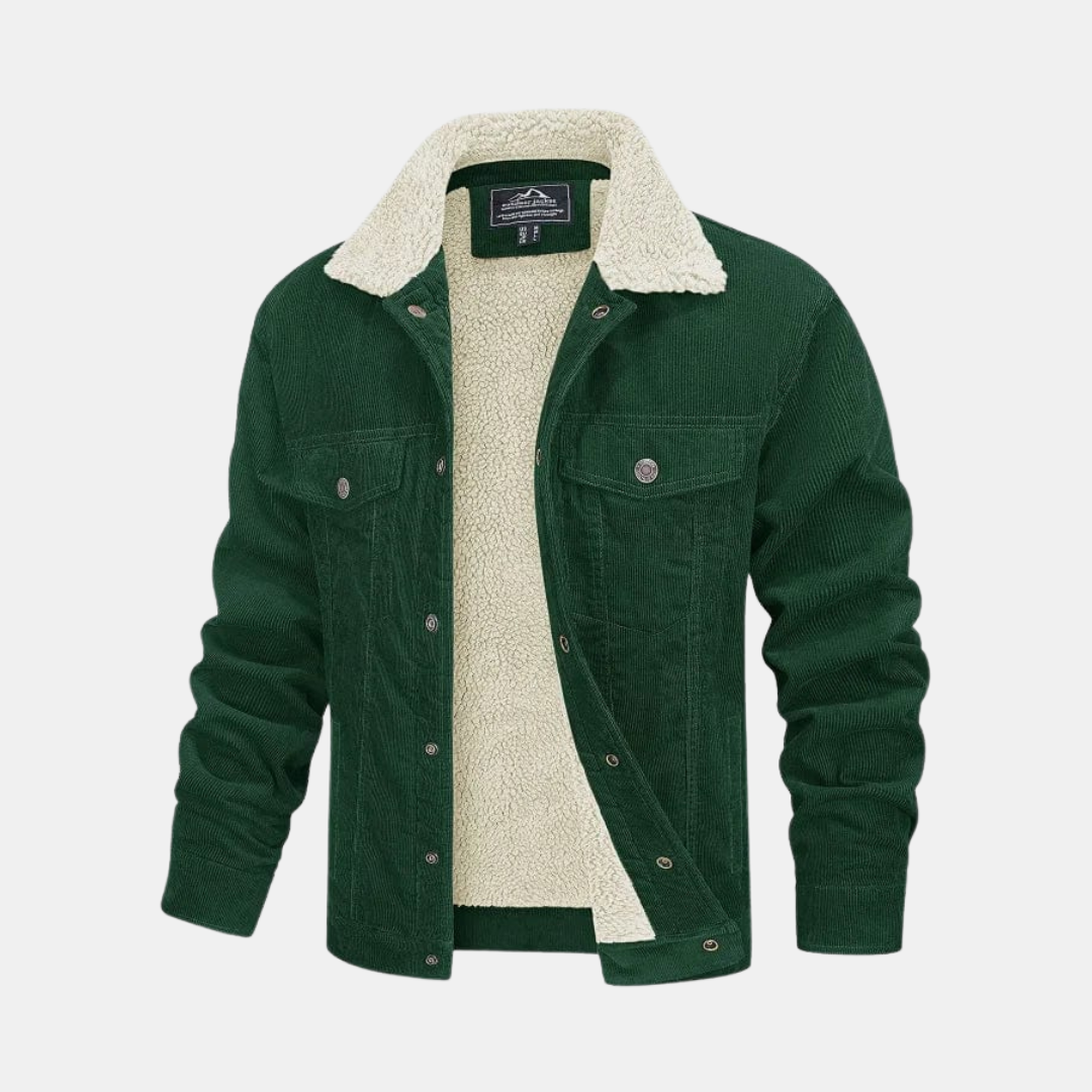 Heren Jas Met Teddyvoering En Corduroy Look