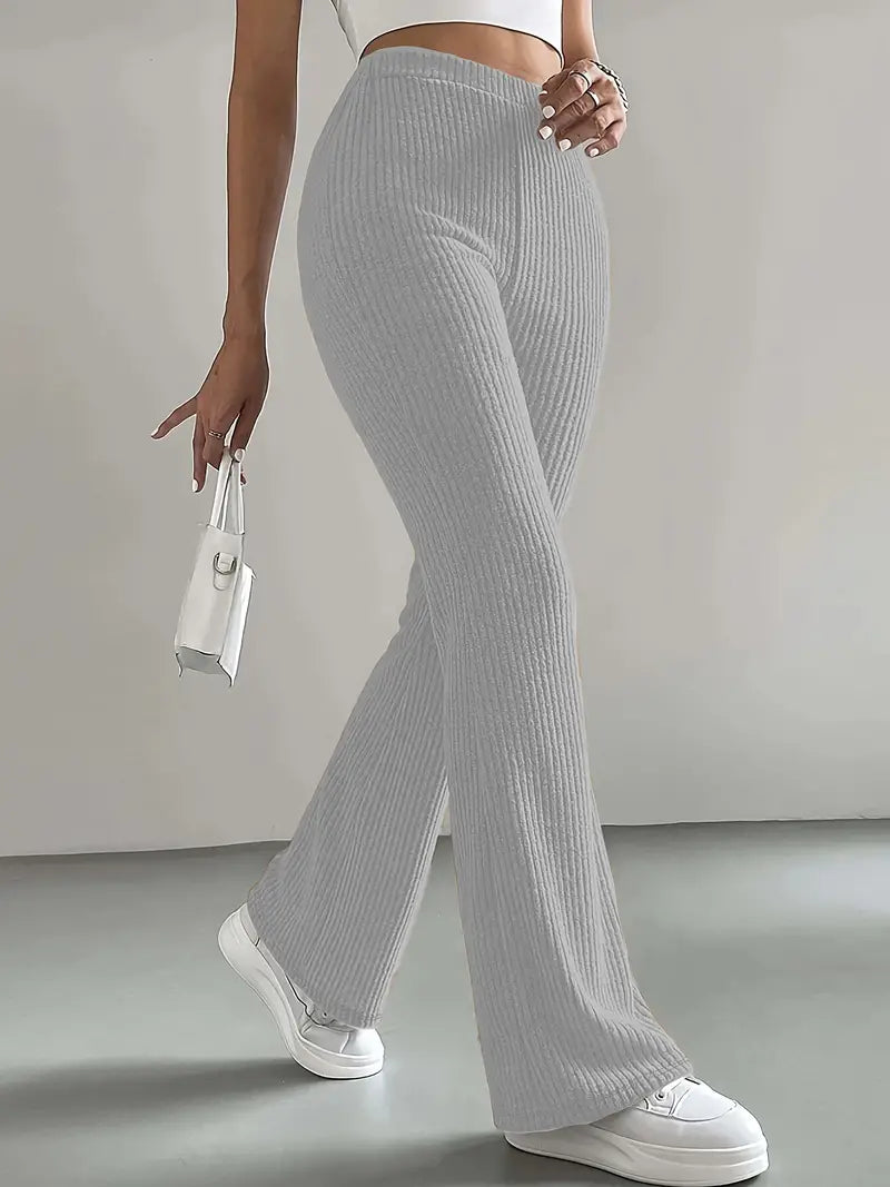 Alina dames ribgebreide flared broek