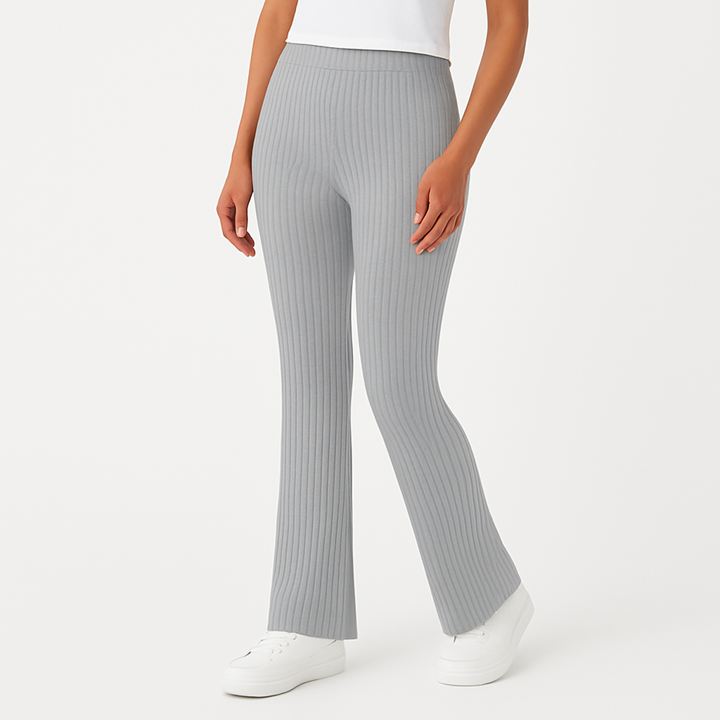 Alina dames ribgebreide flared broek
