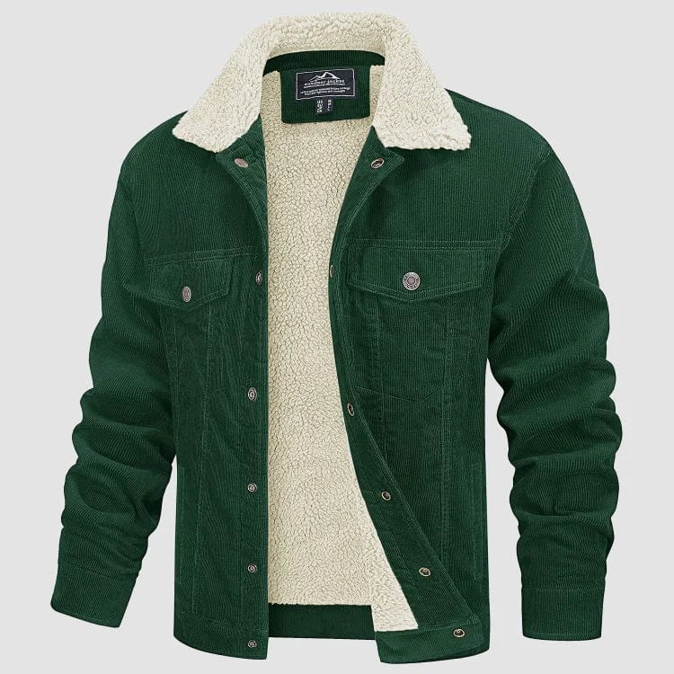 Ben Herencorduroy jas met teddykraag bruin