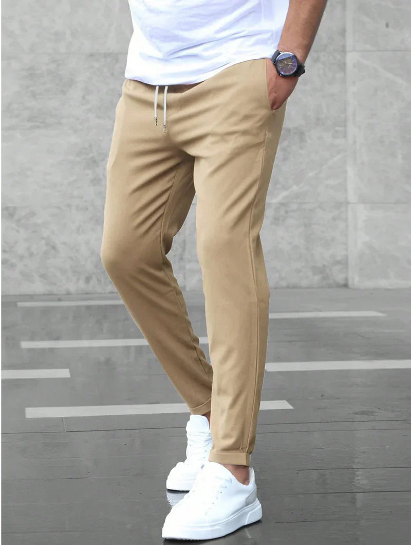 Caleb tapered heren chino met elastische taille en trekkoord