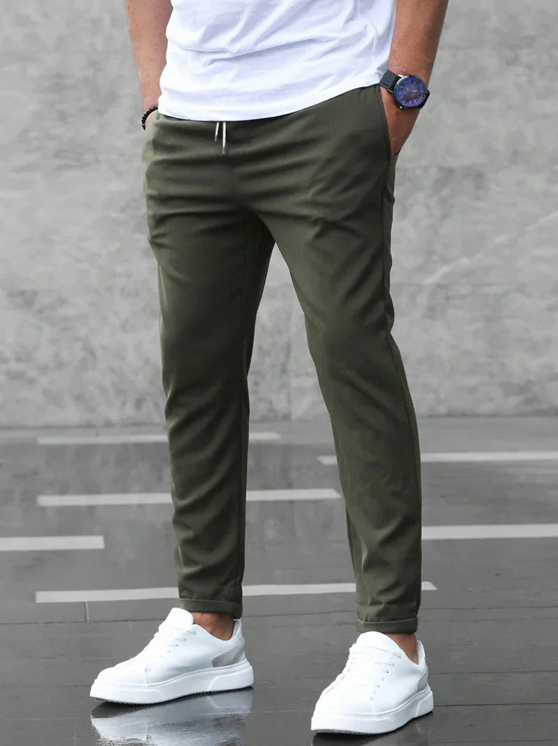 Caleb tapered heren chino met elastische taille en trekkoord
